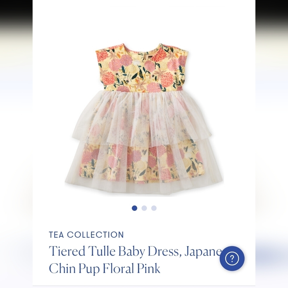 Maisonette Tea Collection Baby Girl's Dress sz 2T Floral Tulle Japanese Chin Pup